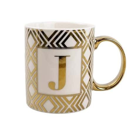 Mug Initial J Gold Patterned