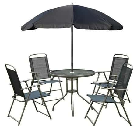 6 Piece Garden bistro set with parasol