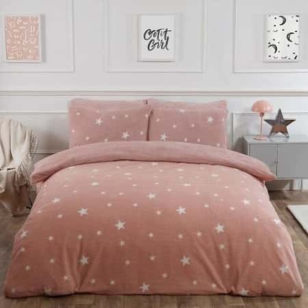 Star Teddy Fleece Duvet Set - Blush