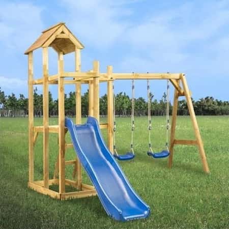 PLAYHOUSE WITH SLIDE, SWING AND LADDER