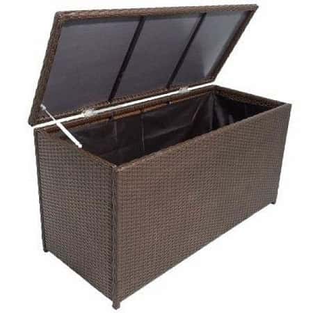 GARDEN STORAGE BOX POLY RATTAN BROWN