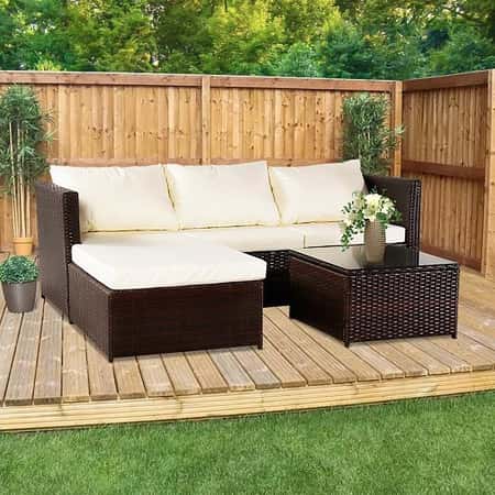 Oshion Three-piece Conjoined Sofa Pedal Coffee Table Brown (Combination of 2 Boxes)