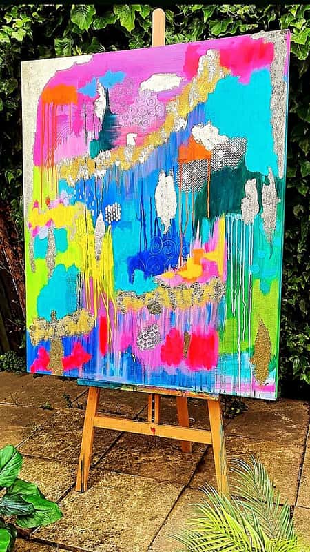Acrylic painting, abstract art original, pink decor girls room,
