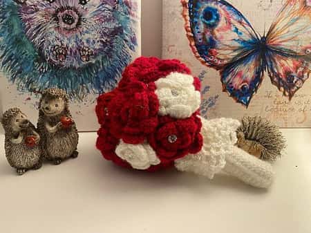 Handmade crochet bouquet - Red and White