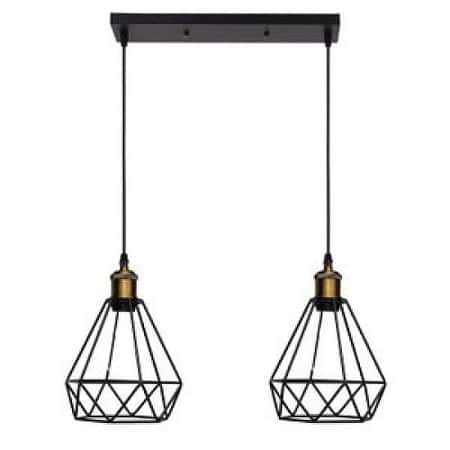 Retro Industrial 2 Head Black Ceiling Pendant Light Metal Wire Cage
