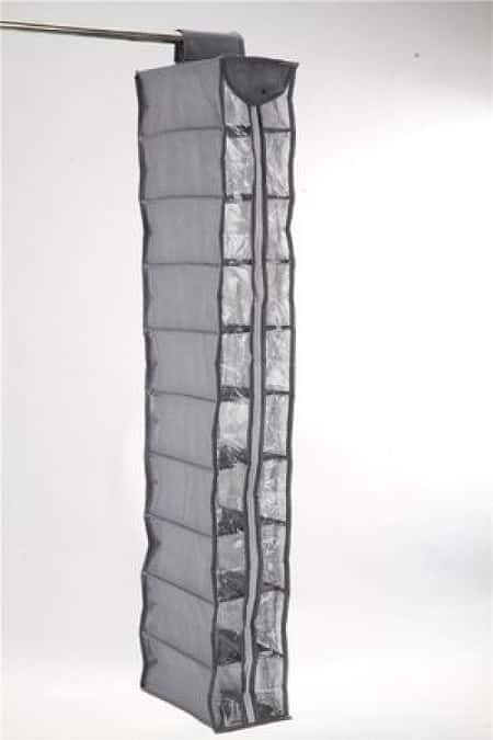 10 Zip Section Hanging Clothes Organiser Light Grey
