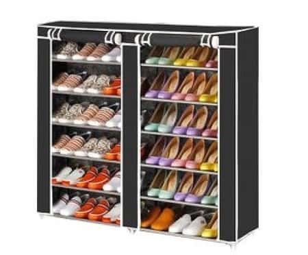 6 Tier Double Canvas Shoe Shelf Standing Storage