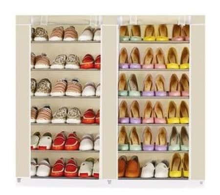 6 Tier Double Canvas Shoe Shelf Standing Storage