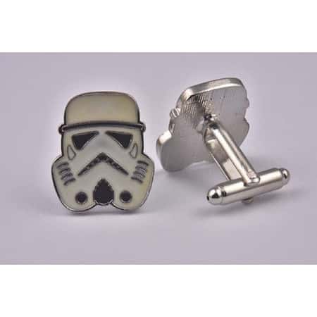 Star Wars Storm Trooper White Cufflinks - High Quality Alloy with Silver Coating