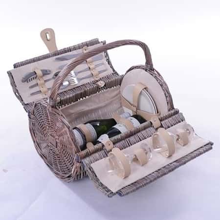 New - 2 Person Barrel Fitted Wicker Picnic Basket  £48.50