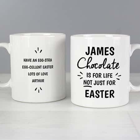 £11.99 - Free UK Delivery -  Personalised Chocolate Is For Life Easter Mug