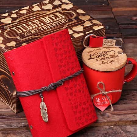 WAS £108.99 NOW £98.99 - Free UK Delivery -  Customised Valentine’s Day 4pc Mug & Journal Gift Set