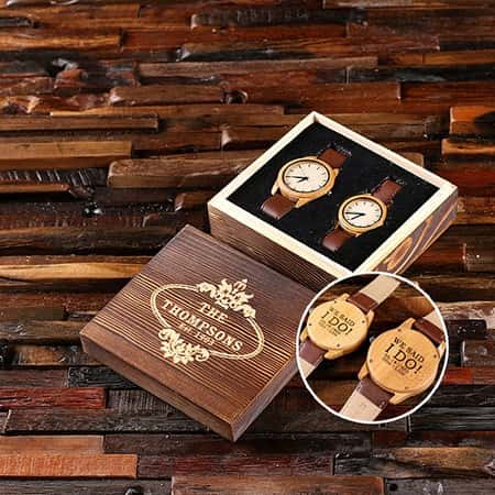 WAS £75.99 NOW £72.99 - Free UK Delivery - His & Hers Bamboo Watch with Keepsake Box Personalised