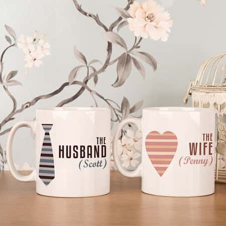 WAS £21.99  NOW £19.99 - Free UK Delivery - Husband and Wife Mug Set Personalised
