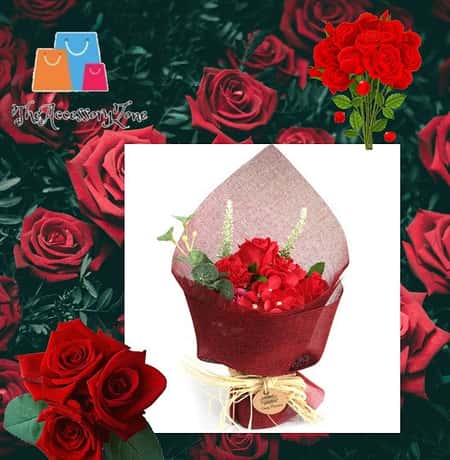 Standing Soap Flower Bouquet - Red