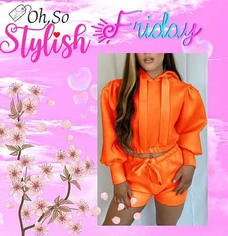 Elle Orange Hooded Ribbon Co-Ord Set