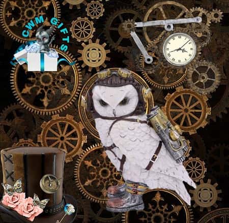 Steampunk The Aviator Pilot Snowy Owl Figurine