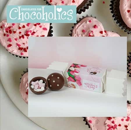 4059 Mother's Day Luxury Chocolate Bombe Duo with marshmallow & a tulip wrap