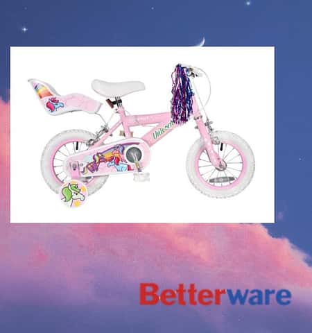 Concept Unicorn 12" Wheel Girls Bicycle With Dolly Basket