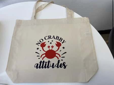 No Crabby Attitude Beige totebag