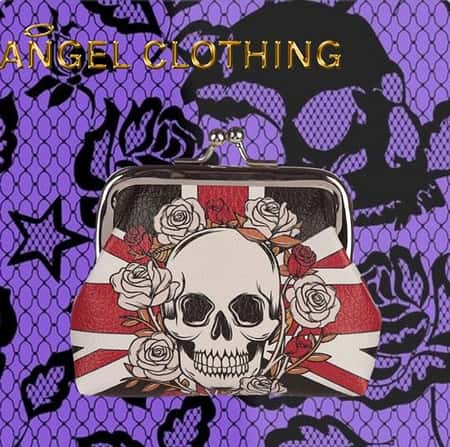 WHITE SKULLS AND ROSES UNION JACK PURSE £2.69  3 AVAILABLE