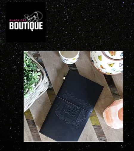 Handmade Leather Journal - My Book of Spells and other Thoughts - Black