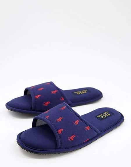 SAVE 68% - Polo Ralph Lauren antero slider slippers in navy/red!