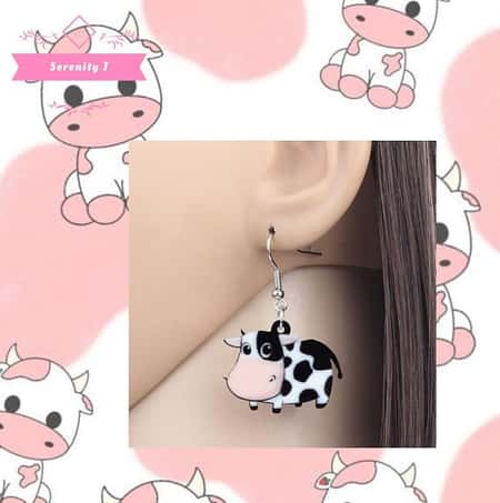 Acrylic Cute Cow Hanging Earrings