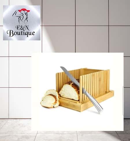 Bamboo Bread Slicer With Build In Crumb Catcher