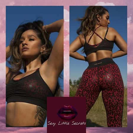 Wet look leopard mesh sports bra