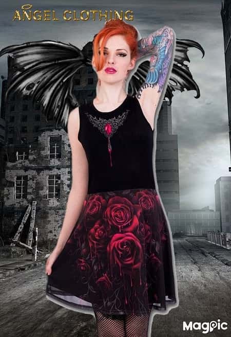 SPIRAL BLOOD ROSE MIDI SKATER DRESS (L) Now £23.99 Was £31.99 1 AVAILABLE
