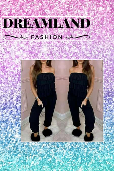 Natasha Frill Jumpsuit - Black Now £10.00 Was £19.99