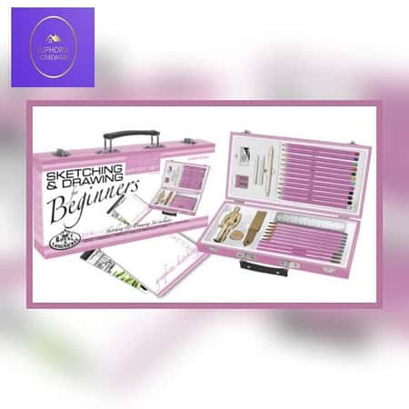 Pink Art Artist Set For Beginners-Sketching & Drawing
