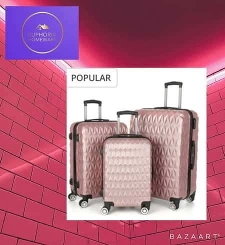 3pk Rose Gold Suitcase Set