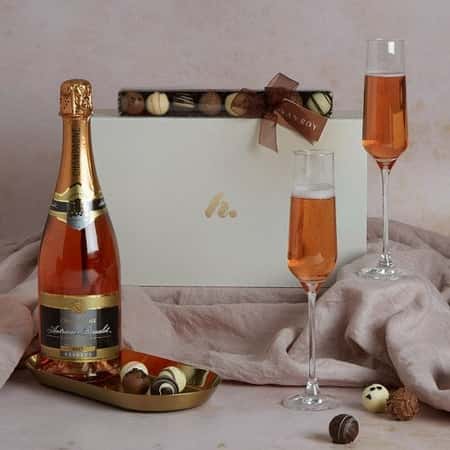 mother's day champagne rosé & belgian truffles £62.00!