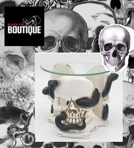 Skull and Serpent Resin Oil & Wax Burner with Glass Dish