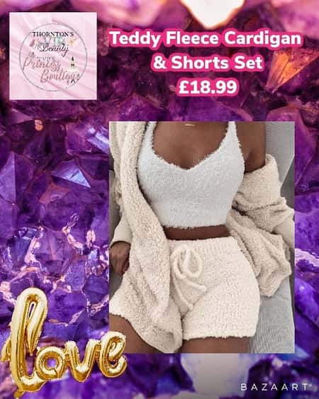 Teddy Fleece Cardigan & Shorts Set