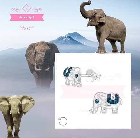 ELEPHANT WITH GENUINE EUROPEAN CRYSTAL - 925 STERLING SILVER STUDS