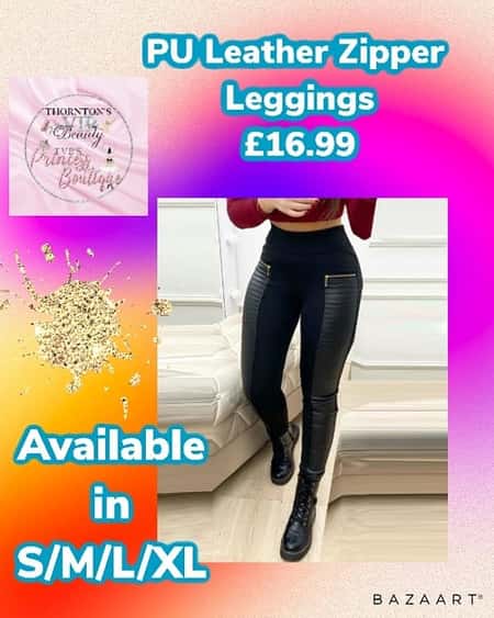 PU Leather Zipper Leggings