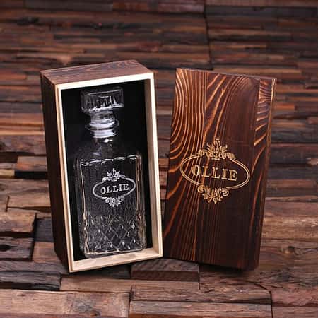 WAS £82.99 NOW £79.99 Free UK Delivery -  1920s Inspired Gin Decanter & Wood Box Gift Set