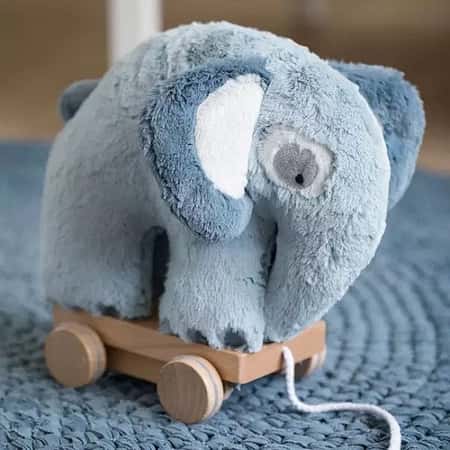 SAVE - Sebra Pull Along Elephant Soft Toy in Cloud Blue