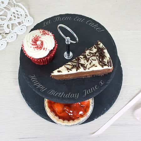 £24.99 Free UK Delivery -  Two Tiered Slate Cake Stand Personalised