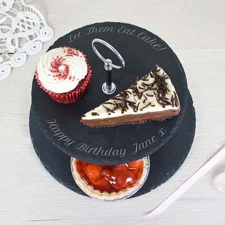£24.99 Free UK Delivery - Two Tiered Slate Cake Stand Personalised