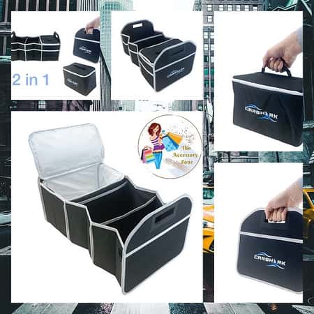 Car Boot Organiser Storage Box 2 in 1 Collapsible with Cooler bag