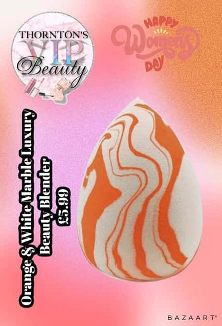 Orange & White Marble Luxury Beauty Blender