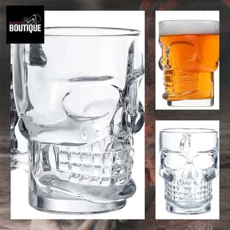 Glass Skull Head Shaped Tankard