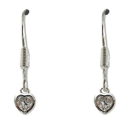 £13.99 - Free UK Delivery - Cubic Zirconia Heart Drop Earrings