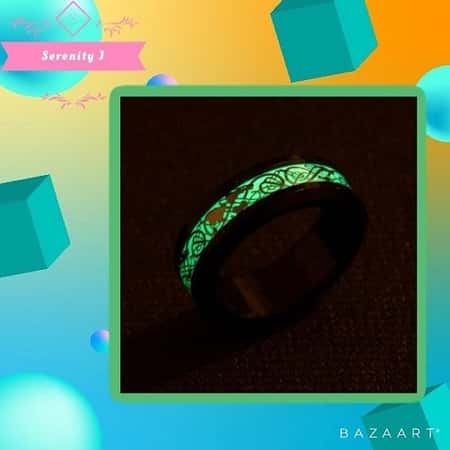 Stainless Steel Green Glow in The Dark Spinner Ring
