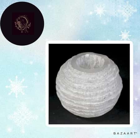 Selenite Snowball Candle Holder