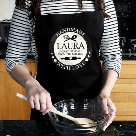 £19.99 - Free UK Delivery - Handmade With Love Black Apron Personalised